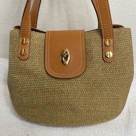 Eric Javits Women Tan Brown Rattan Flap Shoulder Purse Bag Boho Coastal Tropical - Picture 6 of 16